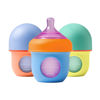 Picture of Boon Nursh Reusable Silicone Pouch Baby Bottles - Slow Flow Nipple - Silicone Baby Bottle Pouch and Nipple - Baby Feeding Essentials - Color Block - 0-3 Months - 3 Count - 4 Ounce