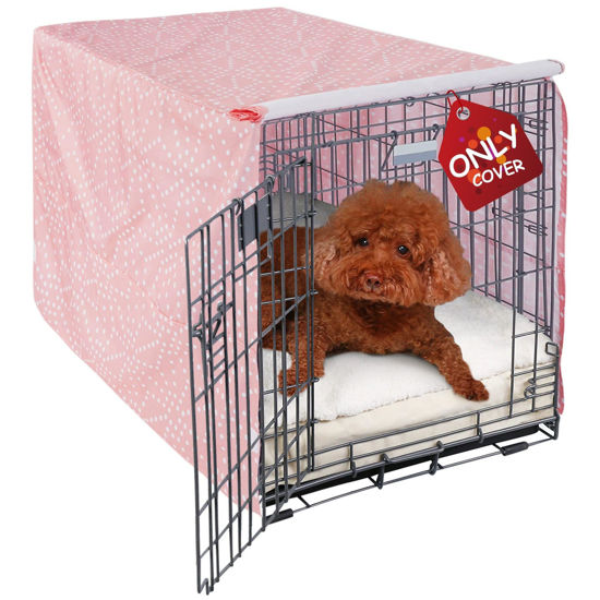 Picture of Explore Land Pattern Dog Crate Cover for 24 Inches Wire Cage, Heavy-Duty Polyester Indoor Pet Kennel Covers Universal Fit for 1 2 3 Doors Standard Metal Crate (Princess Pink)