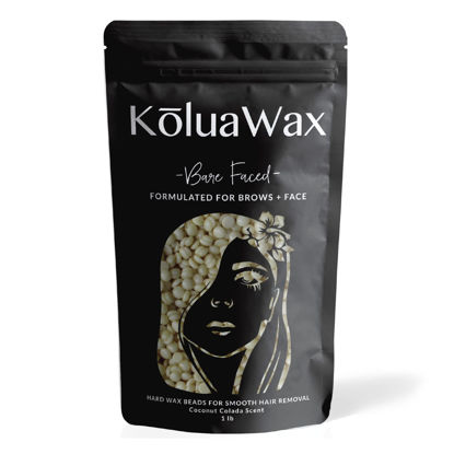 Picture of KoluaWax Hard Wax Beads for Hair Removal - Coarse Hair Formula - Face, Brazilian, Underarms, Back Chest, Bikini Waxing - Coconut Colada, 1lb Refill for Wax Warmers & 10 Large Applicator Sticks