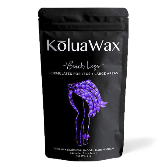 Picture of KoluaWax Hard Wax Beads for Hair Removal - Coarse Hair Formula - Face, Brazilian, Underarms, Back Chest, Bikini Waxing - Lavender Bliss, 1lb Refill for Wax Warmers & 10 Large Applicator Sticks