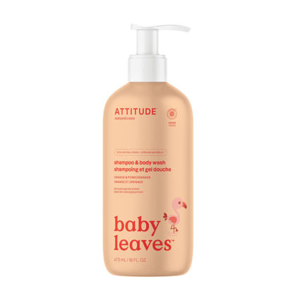 Picture of ATTITUDE 2-in-1 Shampoo and Body Wash for Baby, EWG Verified, Dermatologically Tested, Vegan, Orange and Pomegranate, 16 Fl Oz