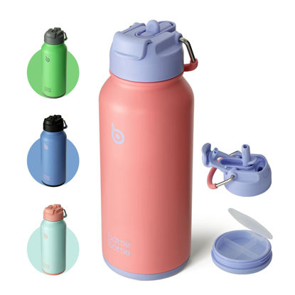 Picture of BOTTLE BOTTLE 32oz Insulated Water Bottle Stainless Steel Sport Water Bottle with Straw Dual-use Lid Design for Gym with Pill Box (lavender dream)