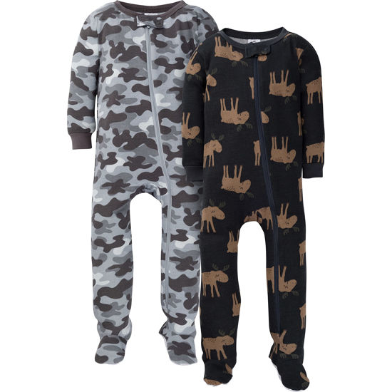 Picture of Gerber Baby Boys' 2-Pack Footed Pajamas, Grey Camo, 24 Months