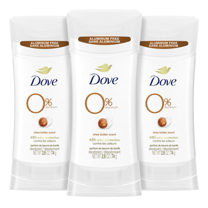 Picture of Dove Deodorant Stick Shea Butter 3 Count Non-irritating Deodorant for Underarm Care Kindest Aluminum Free Deodorant 2.6 oz