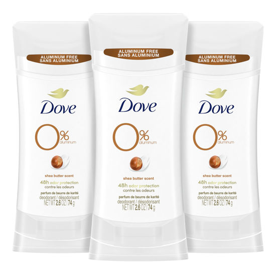 Picture of Dove Deodorant Stick Shea Butter 3 Count Non-irritating Deodorant for Underarm Care Kindest Aluminum Free Deodorant 2.6 oz