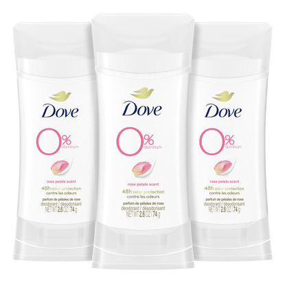 Picture of Dove 0% Aluminum Deodorant Stick Rose Petals 3 Count Non-irritating Deodorant for Underarm Care Kindest Aluminum Free Deodorant 2.6 oz