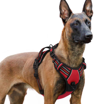 Picture of rabbitgoo Dog Harness for Large, No Pull Pet Harness with 3 Buckles, Adjustable Soft Padded Dog Vest with Instant Control Handle, Easy Walking Reflective Pet Vest for Extra Large Dogs, Red, XL