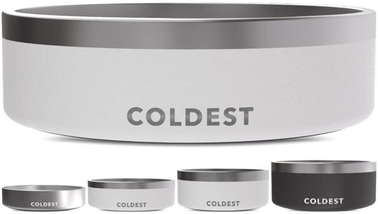 Picture of Coldest Dog Bowl - Anti Rust Metal & Non Slip Dog Bowls Large, Spill Proof Heavy Duty 3 Layers Insulated Dog Bowl - Food and Water Bowl for Dogs, Cats & Pets, Dishwasher Safe (42 oz, Epic White)