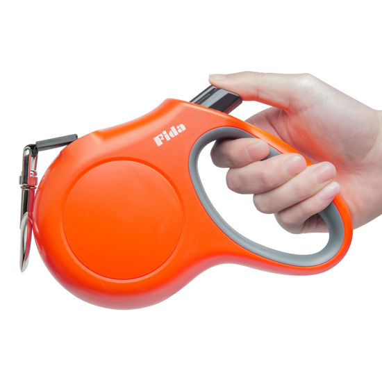 Picture of Fida Retractable Dog Leash, 16ft Heavy Duty Pet Walking Leash for Medium/Large Dog up to 110 lbs, Tangle Free. One-Hand Brake (Large, Orange)