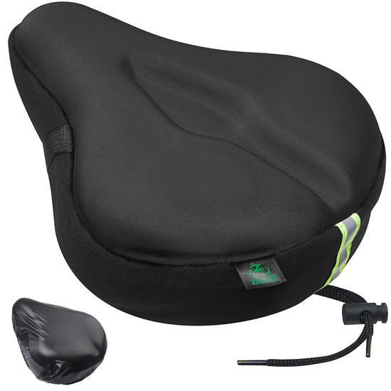 Picture of Zacro Bike Seat Cushion - Gel Padded Bike Seat Cover for Men Women Comfort, Extra Soft Exercise Bicycle Seat Compatible with Peloton, Outdoor & Indoor (Large, Black)