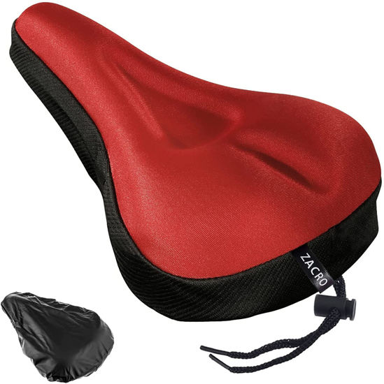 Picture of Zacro Bike Seat Cushion - Padded Gel Bike Seat Cover for Men & Womens Comfort, Compatible with Peloton, Stationary Exercise or Cruiser Bicycle Seats, 11 x 7 inches