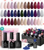 Picture of beetles Gel Polish 23 Pcs Gel Nail Polish 20 Colors Neutral Shimmer Nude Brown Red Purple Gel Polish Royal Blue Gel Nail Kit with Base Matte&Glossy Top Coat Soak off Uv Lamp Manicure Set Gift for Girl