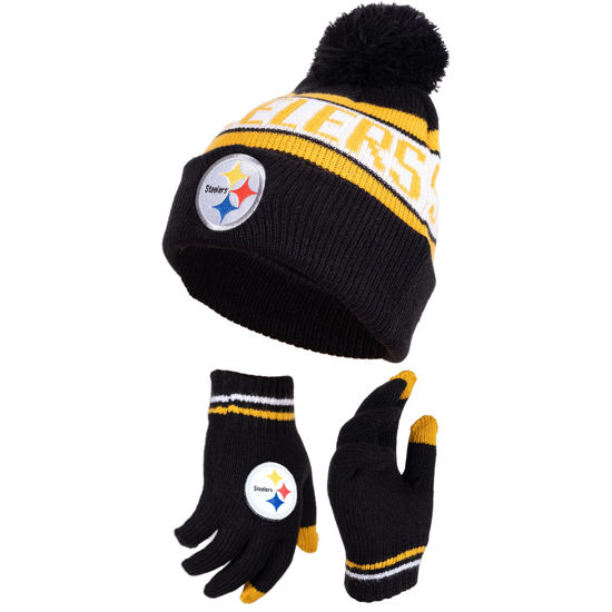 Picture of Ultra Game Kids' Standard Super Soft Winter Beanie Knit Hat with Extra Warm Touch Screen Gloves, Team Color 1, One Size