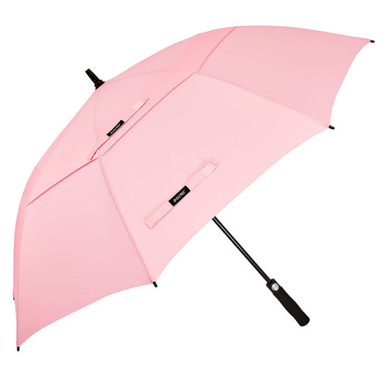 Picture of G4Free 54 Inch Automatic Open Golf Umbrella Extra Large Oversize Double Canopy Vented Windproof Waterproof Stick Umbrellas (Light Pink)