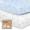 Picture of 2-Pack Organic Crib Sheets for Boys, Girls - Jersey Fitted Crib Sheet, Baby Crib Sheets Neutral, Crib Mattress Sheet, Cotton Crib Sheets, Soft Baby Sheets for Crib, Crib Fitted Sheet (ABC Land Sky)