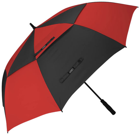 Picture of G4Free 54 Inch Automatic Open Golf Umbrella Extra Large Oversize Double Canopy Vented Windproof Waterproof Stick Umbrellas(Black/Red)