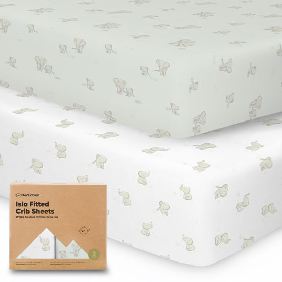 Picture of 2-Pack Crib Sheets for Boys,Girls - Viscose Derived from Bamboo Fitted Crib Sheet, Organic Baby Crib Sheets, Crib Mattress Sheet,Toddler Bed Sheets,Baby Sheets for Crib Fitted Sheets(Elly)