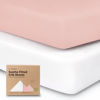 Picture of 2-Pack Organic Crib Sheets for Boys, Girls - Jersey Fitted Crib Sheet, Baby Crib Sheets Neutral, Crib Mattress Sheet, Cotton Crib Sheets, Breathable Crib Sheet, Baby Mattress Sheets (Rose)