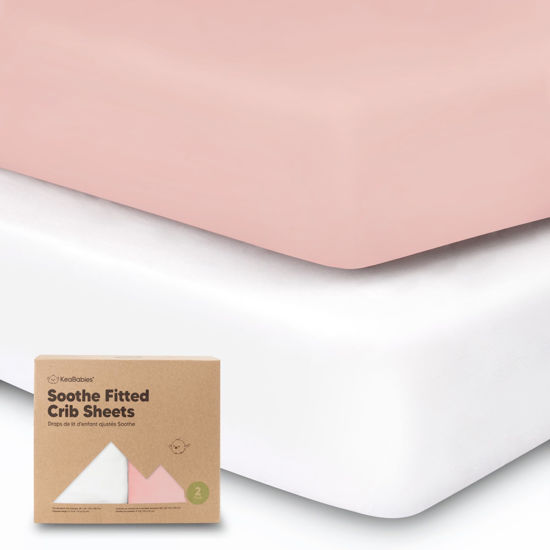 Picture of 2-Pack Organic Crib Sheets for Boys, Girls - Jersey Fitted Crib Sheet, Baby Crib Sheets Neutral, Crib Mattress Sheet, Cotton Crib Sheets, Breathable Crib Sheet, Baby Mattress Sheets (Rose)