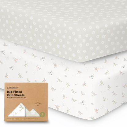 Picture of 2-Pack Bamboo Viscose Crib Sheets for Boys, Girls - Fitted Crib Sheet, Organic Baby Crib Sheets Neutral, Crib Mattress Sheet, Toddler Bed Sheets, Baby Sheets for Crib,Unisex Crib Fitted Sheet (Meadow)