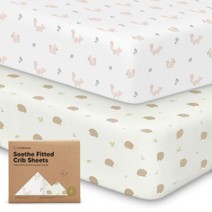 Picture of 2-Pack Organic Crib Sheets for Boys, Girls - Jersey Fitted Crib Sheet, Baby Crib Sheets Neutral, Crib Mattress Sheet, Cotton Crib Sheets, Breathable Crib Sheet, Baby Mattress Sheets (Nibbles/Bruce)