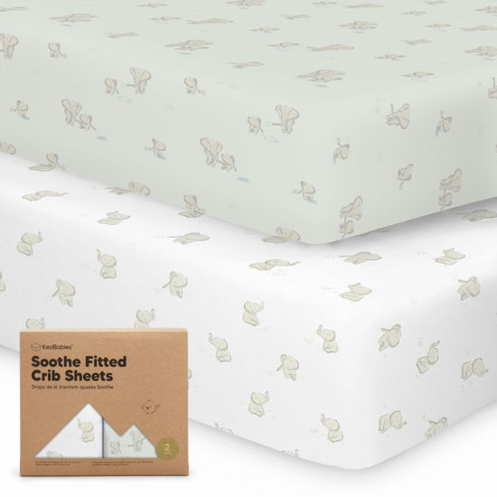 Picture of 2-Pack Organic Crib Sheets for Boys, Girls - Jersey Fitted Crib Sheet, Baby Crib Sheets Neutral, Crib Mattress Sheet, Cotton Crib Sheets, Breathable Crib Sheet, Baby Mattress Sheets (Elly)