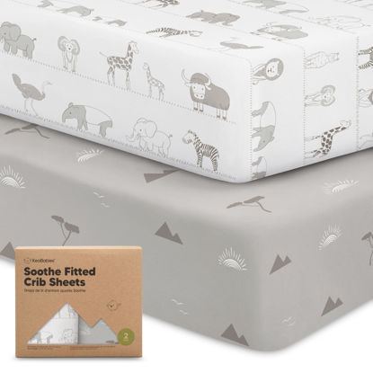 Picture of 2-Pack Organic Crib Sheets for Boys, Girls - Jersey Fitted Crib Sheet, Baby Crib Sheets Neutral, Crib Mattress Sheet, Cotton Crib Sheets, Breathable Crib Sheet, Baby Mattress Sheets (Savannah)