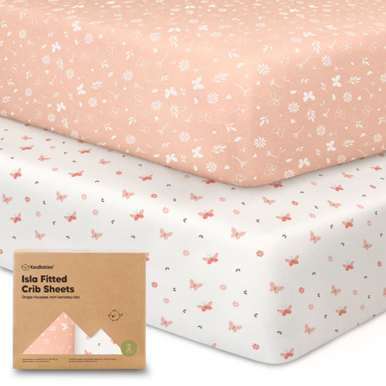 Picture of 2-Pack Crib Sheets for Boys,Girls - Viscose Derived from Bamboo Fitted Crib Sheet, Organic Baby Crib Sheets, Crib Mattress Sheet,Toddler Bed Sheets,Baby Sheets for Crib Fitted Sheets(Butterflies)