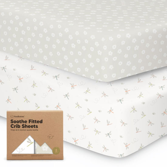 Picture of 2-Pack Organic Crib Sheets for Boys, Girls - Jersey Fitted Crib Sheet, Baby Crib Sheets Neutral, Crib Mattress Sheet, Cotton Crib Sheets, Breathable Crib Sheet, Baby Mattress Sheets (Meadow)