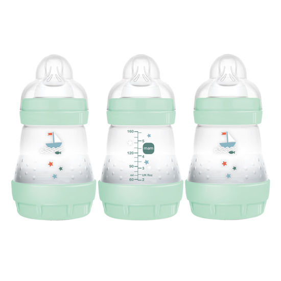 Picture of MAM Easy Start Anti Colic Baby Bottle, Easy Switch Between Breast and Bottle, Reduces Air Bubbles, 3 Pack, Newborn, Boy, Turquoise Green