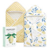 Picture of Momcozy Baby Hooded Towel, 2 Pack Baby Towel Set, Super Soft Bath Towel with Original Design, Shower Gifts for Infant, Toddler (28 X 28 Inch, Lemon Leaves)