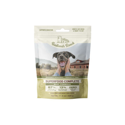 Picture of BADLANDS RANCH by Katherine Heigl- Superfood Complete, Air-Dried Adult Dog Food - High Protein, Zero Fillers, Superfood Nutrition (11.5 oz., Premium Beef)