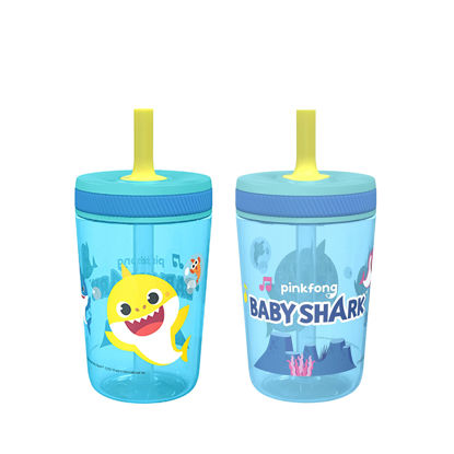 Picture of Zak Designs 15oz Baby Shark Kelso Tumbler Set, BPA-Free Leak-Proof Screw-On Lid with Straw Made of Durable Plastic and Silicone, Perfect Bundle for Kids (2pcs Set)