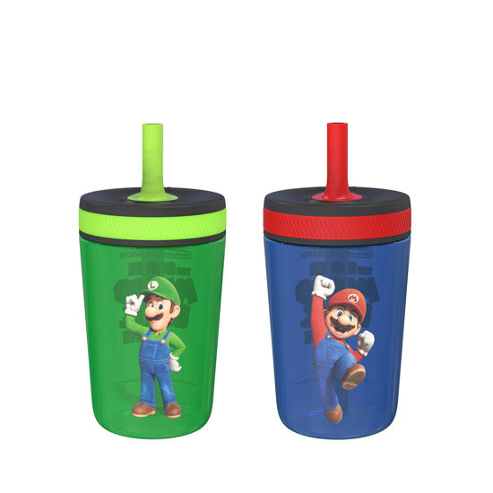 Picture of Zak Designs The Super Mario Bros. Movie Kelso Toddler Cups For Travel or At Home, 15oz 2-Pack Durable Plastic Sippy Cups With Leak-Proof Design is Perfect For Kids (Mario & Luigi)