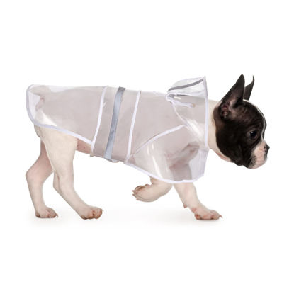 Picture of HDE Dog Raincoat Hooded Slicker Poncho for Small to X-Large Dogs and Puppies Clear - M