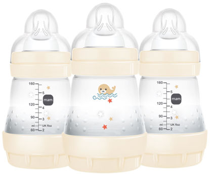 Picture of MAM Easy Start Anti Colic Baby Bottle 5 oz, Easy Switch Between Breast and Bottle, Reduces Air Bubbles and Colic, Newborn, Unisex, 3 Count (Pack of 1)