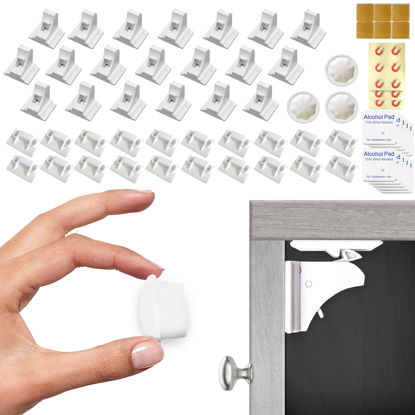 Picture of Eco-Baby Magnetic Cabinet Locks for Babies - Keyless, White, 20 Pack and 3 Keys