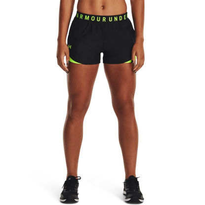 Picture of Under Armour womens Play Up 3.0 Shorts , (051) Black / Lime Surge / Lime Surge , XX-Large