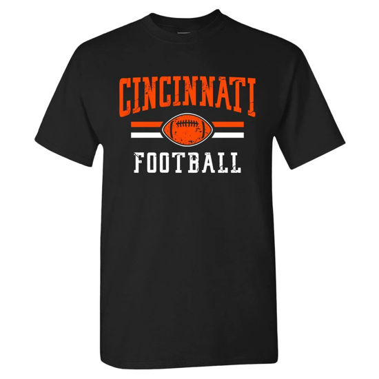 Picture of Cincinnati Retro Football Fans Vintage Men's T-Shirt (Black T-Shirt, M)