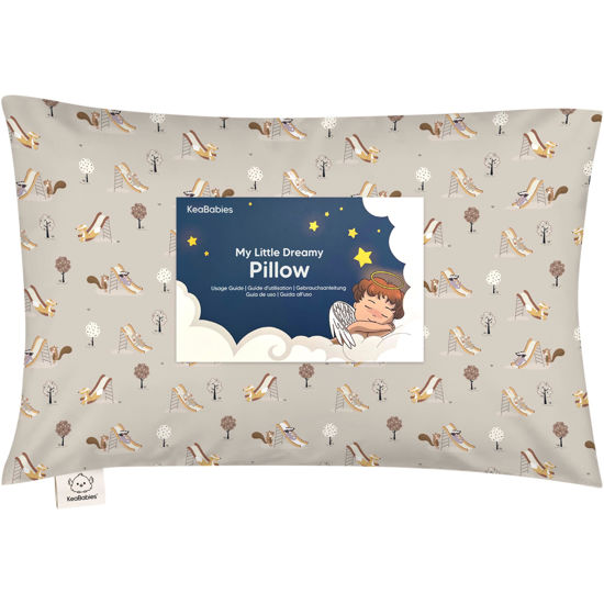 Picture of Toddler Pillow with Pillowcase - 13x18 My Little Dreamy Pillow, Organic Cotton Toddler Pillows for Sleeping, Kids Pillow, Travel Pillows, Mini Pillow, Nursery Pillow, Toddler Bed Pillow (Play Park)