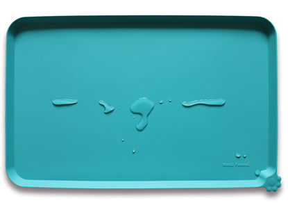 Picture of Hoki Found L Silicone Pet Food Mats Tray - Non slip Pet Dog Cat Bowl Mats Placemat - Dog Pet Cat Feeding Mat - Waterproof Dog Cat Food Mats -Pet Water Mats for floors -Teal