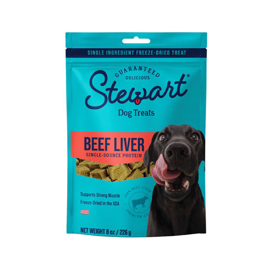 Picture of Stewart Freeze Dried Dog Treats, Beef Liver, 8 oz, Grain Free & Gluten Free, Resealable Pouch, Single Ingredient, Training Treat in Beef Liver, Salmon, Chicken Liver & Chicken Breast 4, 14, 21 oz