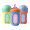 Picture of Boon Nursh Reusable Baby Bottle with Collapsible Silicone Pouch Design - Everyday Baby Essentials - Stage 2 Medium Flow Baby Bottles - Color Block - 8 Oz