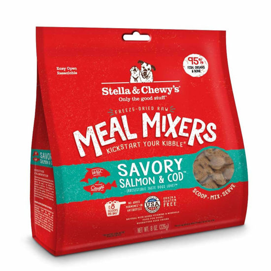 Picture of Stella & Chewy's Freeze Dried Raw Savory Salmon & Cod Meal Mixer - Dog Food Topper for Small & Large Breeds - Grain Free, Protein Rich Recipe - 8 oz Bag