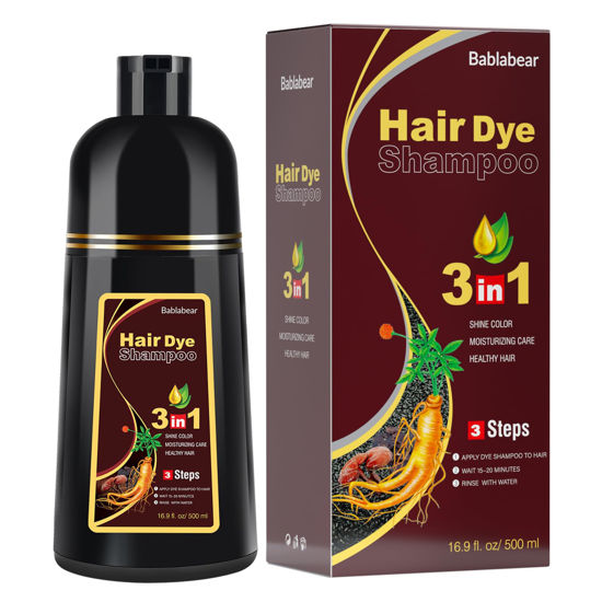 Picture of Dark Brown Hair Color Shampoo for Gray Hair 500ML Instant Hair Dye Shampoo for Men & Women-3 in 1 Color Shampoo for Dark Hair-Colors in Minutes-Long Lasting-Safe & Easy to Use