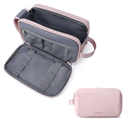 Picture of BAGSMART Large Toiletry Bag for Women, Cosmetic Makeup Bag Organizer, Travel Bag for Toiletries, Dopp Kit Water-resistant Shaving Bag for Accessories, Pink-Large