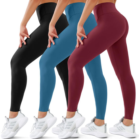 Picture of 3 Pack Leggings for Women High Waisted No See-Through Tummy Control Soft Yoga Pants Womens Workout Athletic Running Leggings