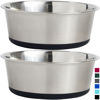 Picture of Gorilla Grip Stainless Steel Metal Dog Bowl Set of 2, Rubber Base, Heavy Duty Feeding Dishes, Food Grade BPA Free, Less Sliding, Quiet Pet Bowls for Cats and Dogs, Holds 8 Cups (64 fl oz), Black