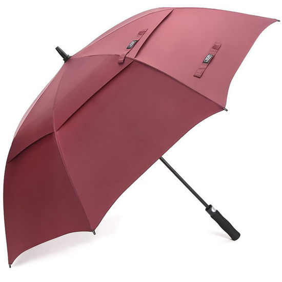 Picture of G4Free 62 Inch Large Automatic Open Golf Umbrella Extra Oversize Double Canopy Vented Windproof Stick Umbrellas Waterproof (Wine Red)