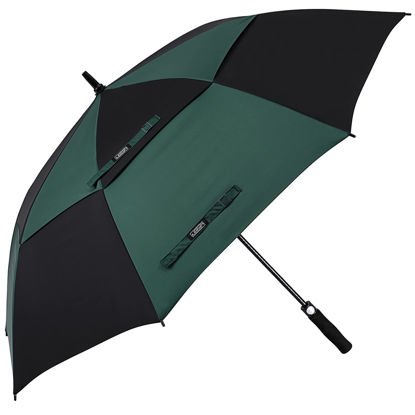 Picture of G4Free 62 Inch Automatic Open Golf Umbrella Extra Large Oversize Double Canopy Vented Windproof Waterproof Stick Umbrellas(Black/Dark Green)